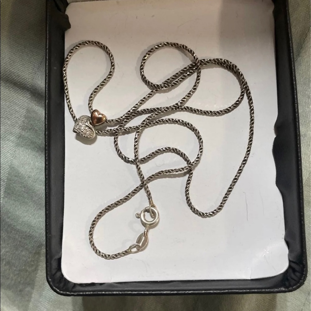 Sliver and rose gold heart necklace